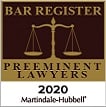 Bar Register Preeminent Lawyers 2020 Martindale-Hubbell