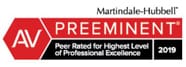 Martindale-Hubbell AV Preeminent peer rated for highest level of professional excellence 2019